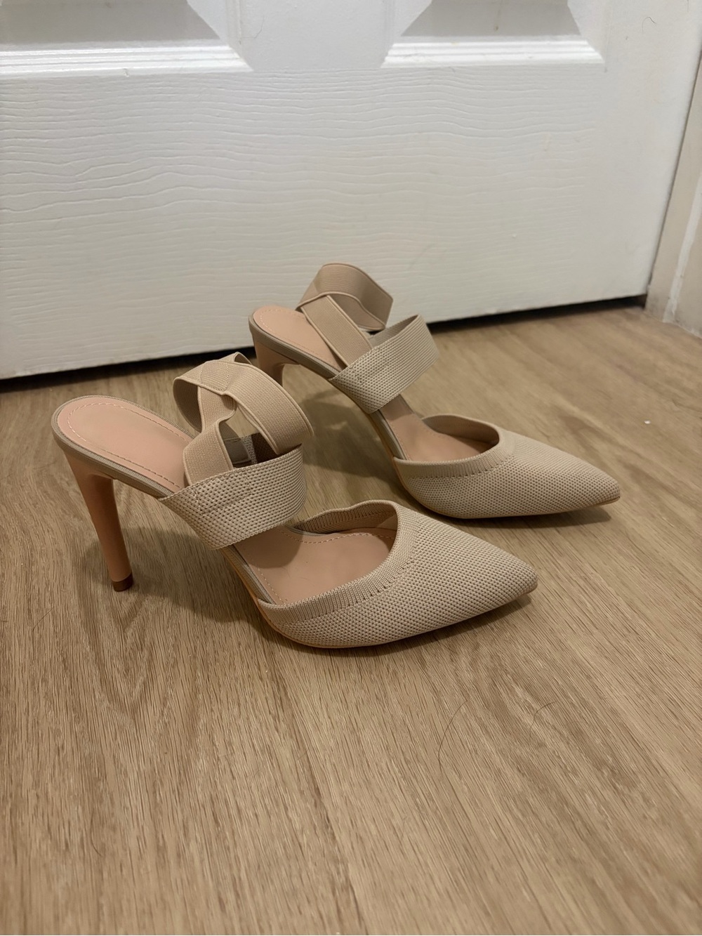 SHEIN Neutral Pointed Toe Strappy High Heel Mules